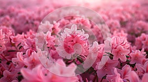 Captivating field of unique pink rhododendrons with diverse shades and intricate patterns