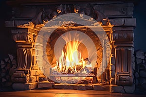 Captivating flames Crackling fireplace adds warmth and visual allure