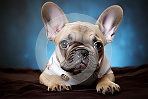 Captivating French Bulldog puppy portrait brings out its endearing hilarity