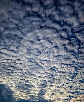 Dramatic Altocumulus Cloudscape in Blue and Grey Sky