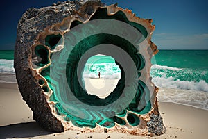 Hole in the stone on the beach