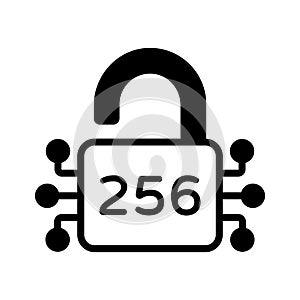 A captivating glyph icon of digital security padlock