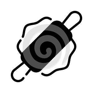A captivating glyph style icon of rolling dough
