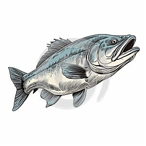 Captivating Great White Bass Illustration In Sketch Style