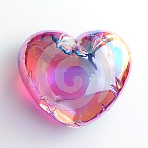 A captivating heart-shaped balloon with a glossy holographic surface