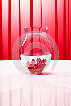 Crystal Clear Jeopardy: Suspended Red Liquid on Marble Table photo