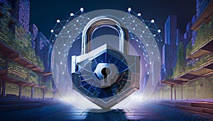 Unlocking Digital Secrets: Futuristic Abstract Illustration of Privacy and Anonymity. photo