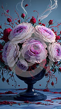 roses in sapphire marble photo