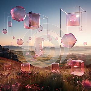 Translucent Geometry in Dreamy Ethereal Landscape photo