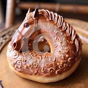 Captivating Horse Shaped Doughnut In The Style Of Xu Beihong