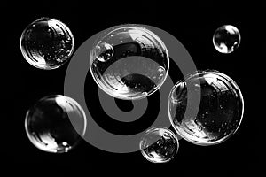 Floating Bubbles on Black Background