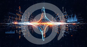 Abstract Data Visualization with Futuristic Digital Elements and Complex Information Flow Design