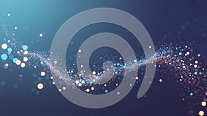 Abstract Particle Wave Flowing on a Deep Blue Gradient Background