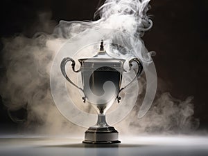 Mystery Unveiled: Smoky Aura around the Dazzling Stainless Steel Trophy