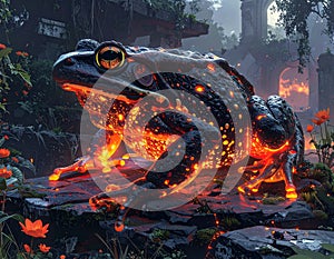 Luminous Frog in Enchanted Forest