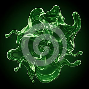 Emerald Green Liquid Splash Abstract Art