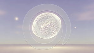 Lunar eclipse over horizon