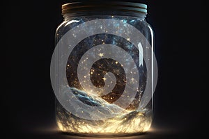 Starry sky inside a glass jar