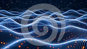 Digital Wave Flow: Abstract Data Visualization with Orange Glow