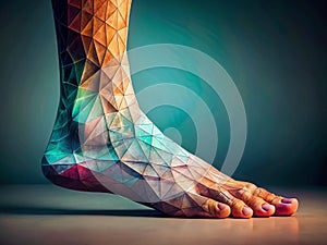 Detailed Bottom View of a Left Leg and Foot Low Poly Style Documentary Photography