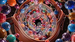 Dynamic Flow of Vibrant Bubbles Through a Bag photo