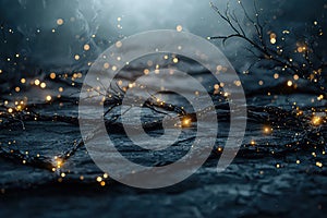 Exploring the Intersection of Metaverse, Augmented Reality, and Virtual Reality on a Dark Background with Lights