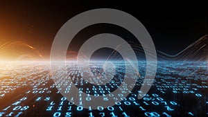 Binary Landscape: Digital Waves and Data Streams