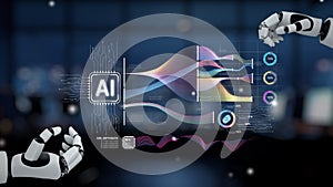 Futuristic Robotics Interface with AI Visualization and Data Analysis in a High-Tech Environment for Innovation and