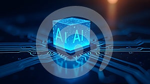 Advanced AI Cube on Futuristic Circuit Board