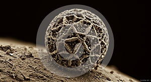 SEM image of highly textured microscopic pollen grain