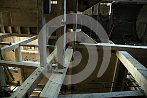 Abandoned Industrial Framework with Exposed Concrete Beams and Metal Structures