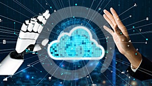 Futuristic Interaction Between Human Hand and Robotic Hand in Cloud Computing Environment with Digital Icons