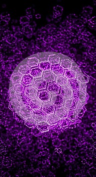 Abstract Purple Hexagon Sphere in Digital Space
