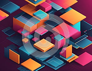 A captivating isometric block abstract composition showcasing a dynamic data visualization UI set
