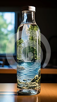 A Captivating Lake View Encased in a Bottle