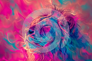 Captivating Lion Artwork Playful Proportions And Enchanting, Otherworldly Colors