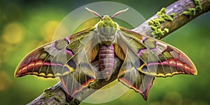 A Stunning Closeup Portrait of the Poplar Hawkmoth Laothoe populi Detailed Macro Photography of a NightFlying Moths photo