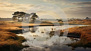 Captivating Marsh Photograph Of Hills In Denmark With Perfect Lighting