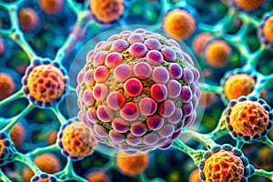 Detailed Microscopic View of Adipose Connective Tissue Exposing Centrioles and Cellular Structures A HighMagnification photo