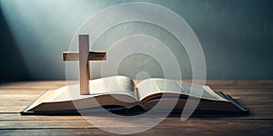 Simple Christian Clipart Design A Minimalist Cross and Open Book for Inspirational Quotes Bible Study or Personal photo