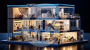 Captivating Modern 3d Miniature Model House With Illuminated Interiors And Captivating Harbor Views