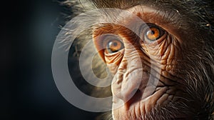 Captivating Monkey Portrait With Striking Orange Eyes photo