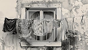 Captivating Monochrome Picture of a Typical Portuguese Window