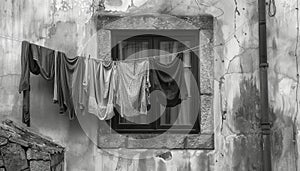 Captivating Monochrome Picture of a Typical Portuguese Window