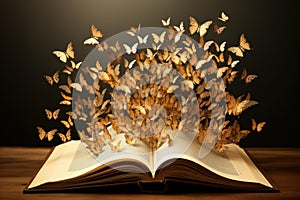 Captivating Open magic book butterfly. Generate Ai