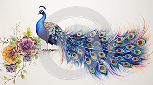 A captivating peacock with its extravagant tail feathers.
