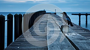 Captivating Photo: Crow Perched On Old Pier photo
