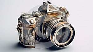 Minimalist Elegance: Unbranded Camera on White photo