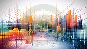 Vibrant City Grid: Abstract Mapping Concept.
