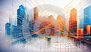 Vibrant City Grid: Abstract Mapping Concept.